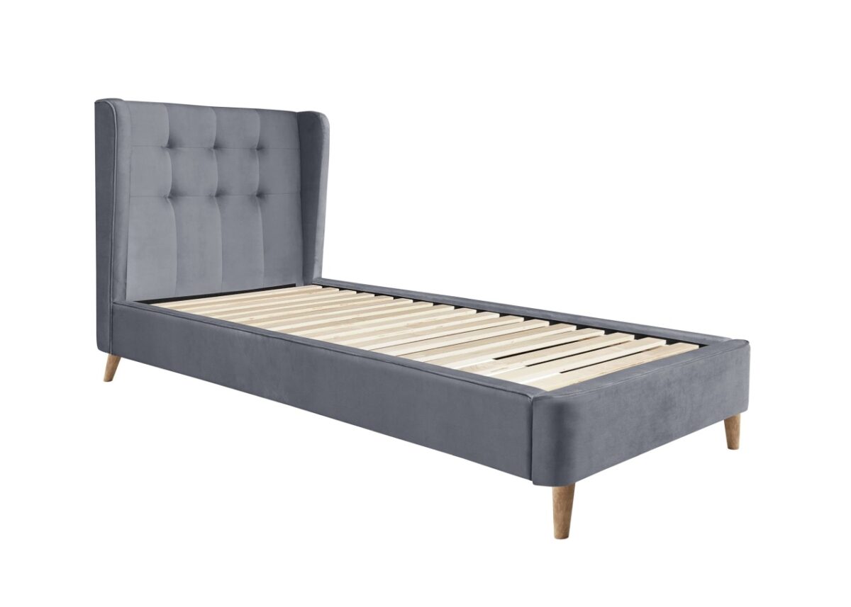 Letto Estella in velluto grigio - 90×200 cm - immagine 3