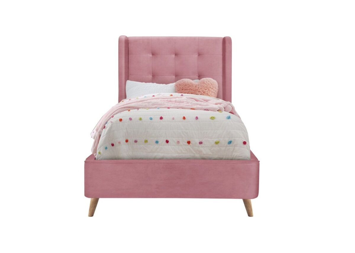 Letto Estella in velluto rosa - 90×200 cm - immagine 2