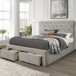 Letto Marisol in velluto beige - 160x200 cm