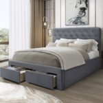 Letto Marisol in velluto grigio - 160x200 cm