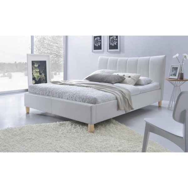 Letto Sandy in ecopelle bianco - 160x200 cm
