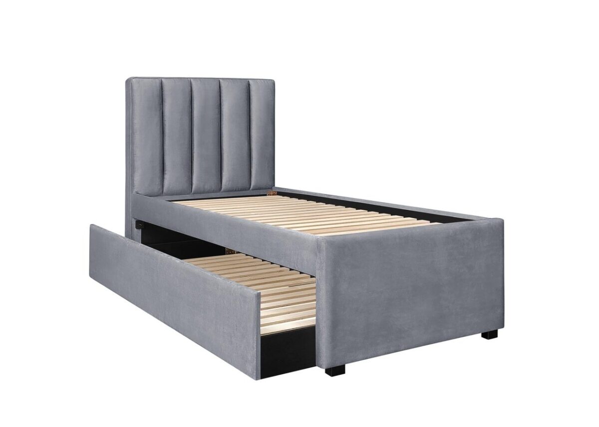 Letto Russo in velluto grigio - 90x200 cm - immagine 2