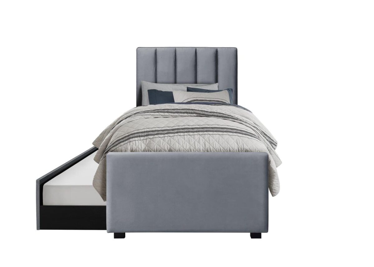 Letto Russo in velluto grigio - 90x200 cm - immagine 3