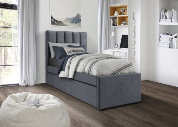 Letto Russo in velluto grigio - 90x200 cm