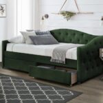 Letto Aloha imbottito in velluto verde - 90 x 200 cm