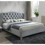 Letto Aspen imbottito in velluto grigio - Blu14 - 180 x 200 cm
