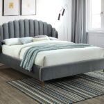 Letto Calabria imbottito in velluto grigio - 160 x 200 cm
