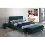 Letto Azurro imbottito in velluto verde - 160x200 cm