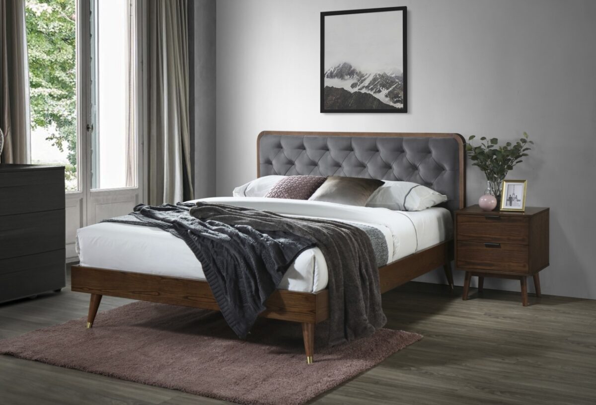 Letto Cassidy imbottito in velluto - 160 x 200 cm - immagine 6