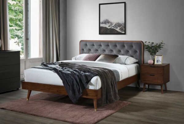 Letto Cassidy imbottito in velluto - 160 x 200 cm