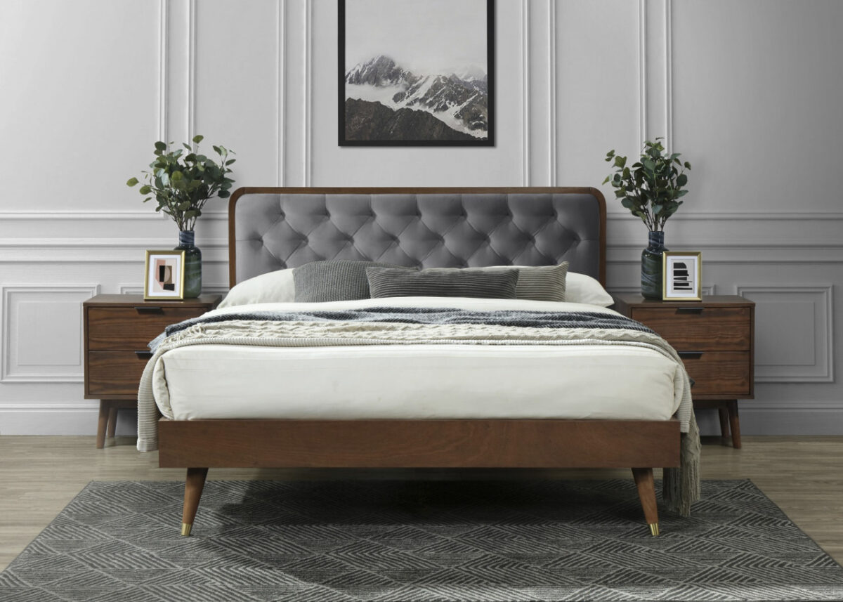 Letto Cassidy imbottito in velluto - 160 x 200 cm - immagine 3