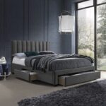 Letto Grace imbottito in velluto grigio - 160 x 200 cm