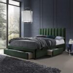 Letto Grace imbottito in velluto verde - 160 x 200 cm