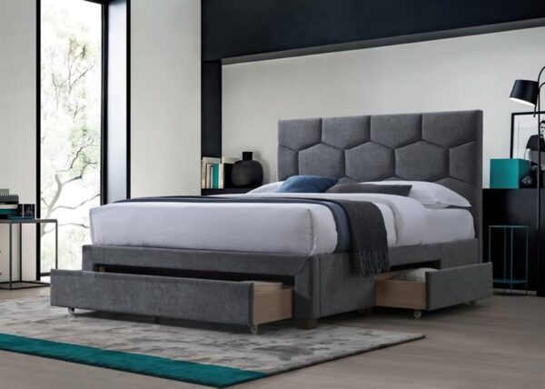 Letto Harriet imbottito in grigio - 160 x 200 cm