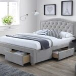 Letto Electra imbottito in grigio - 140 x 200 cm