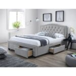 Letto Electra imbottito in grigio - 160x200 cm