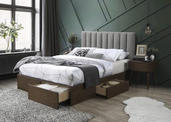 Letto Gorashi imbottito in grigio - 160 x 200 cm