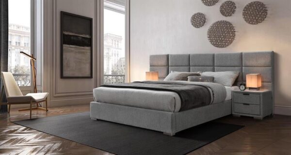 Letto Levanter imbottito in grigio - 160x200 cm