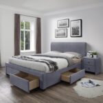 Letto  Modena 3 imbottito in velluto grigio - 160 x 200 cm