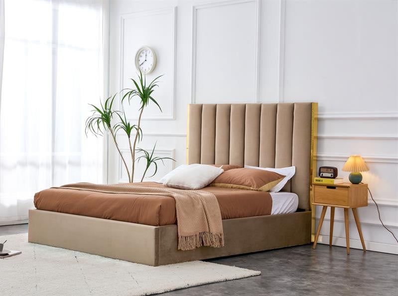 pat-tapitat-palazzo-velvet-bej-–-160-x-200-cm27906 Letto Palazzo imbottito in velluto beige - 160 x 200 cm - immagine 1