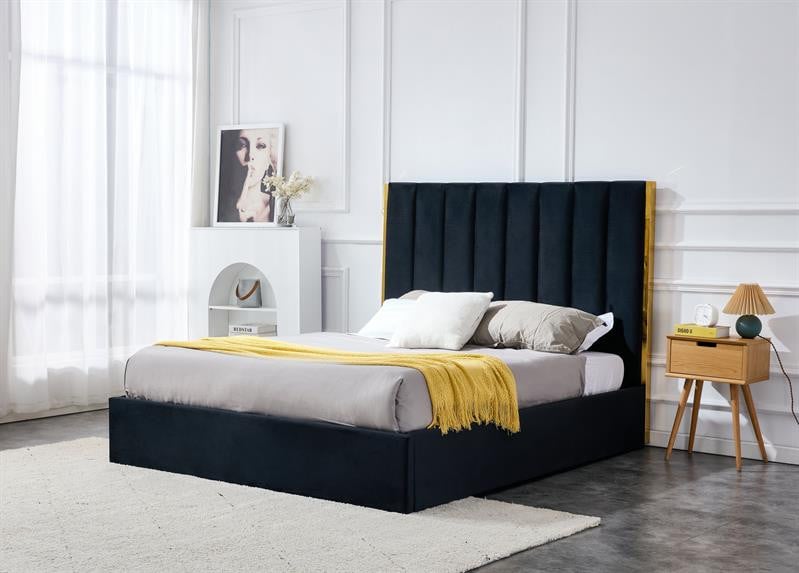pat-tapitat-palazzo-velvet-negru-–-160-x-200-cm27910 Letto Palazzo imbottito in velluto nero - 160 x 200 cm - immagine 1