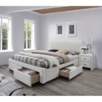 Letto Modena 2 imbottito in ecopelle bianco - 160x200 cm