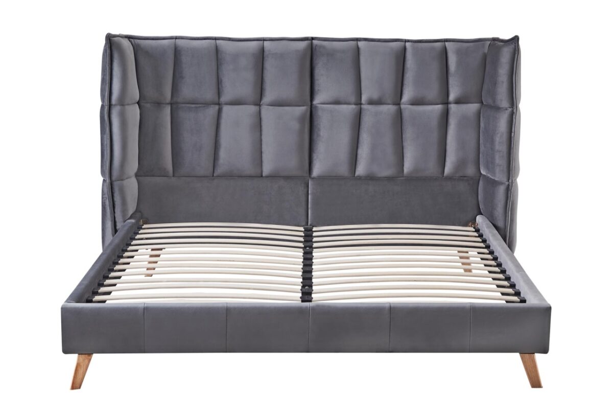 Letto Scandino imbottito in velluto grigio - 160 x 200 cm - immagine 8