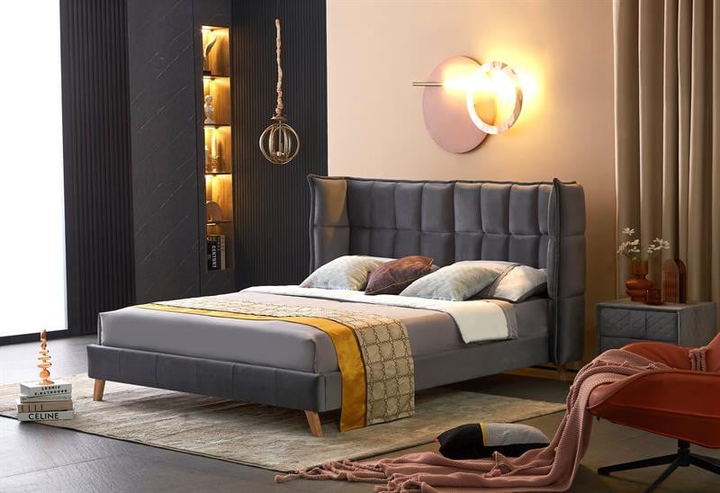 pat-tapitat-scandino-velvet-gri-–-160-x-200-cm27914 Letto Scandino imbottito in velluto grigio - 160 x 200 cm - immagine 1