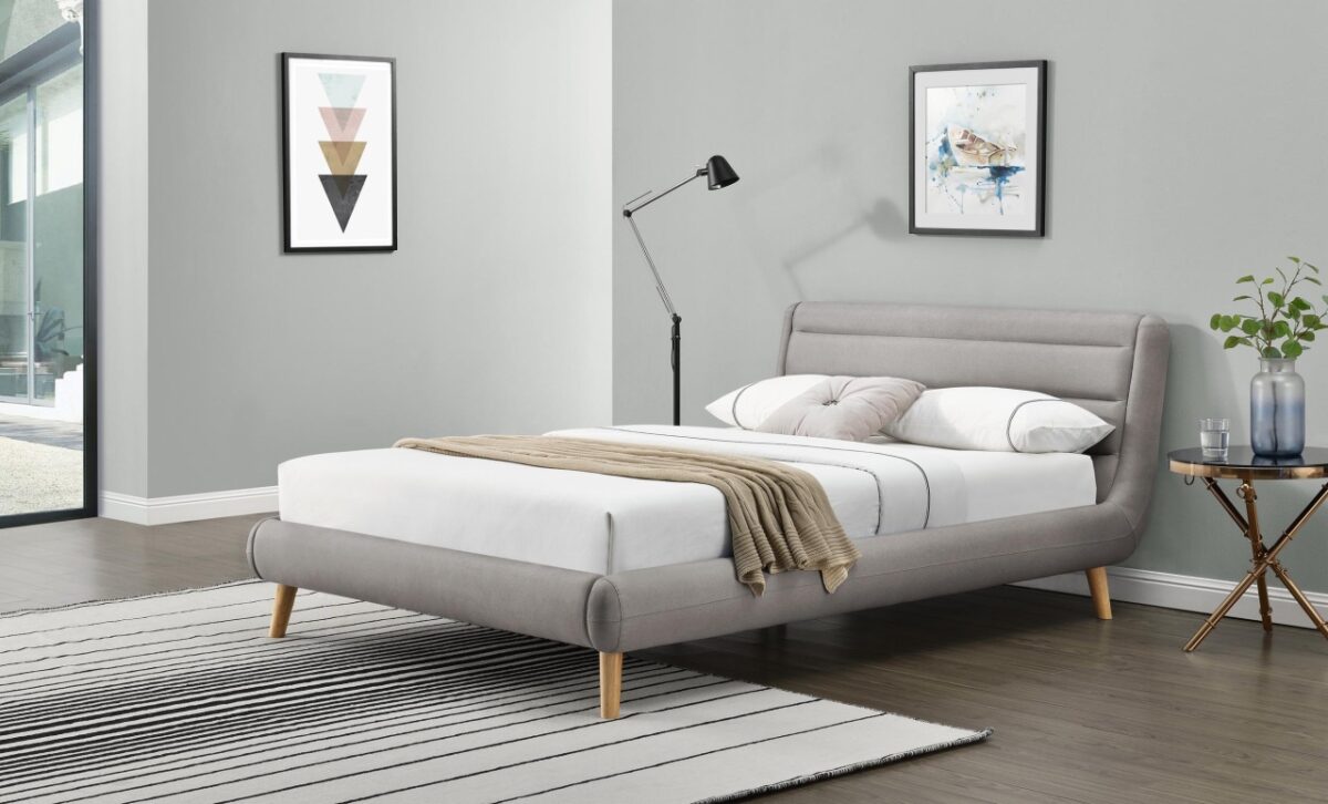 Letto Elanda imbottito in grigio chiaro - 140x200 cm - immagine 3