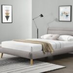 Letto Elanda imbottito in tessuto grigio chiaro - 160x200 cm