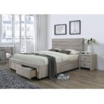 Letto Kayleon imbottito in beige - 160x200 cm