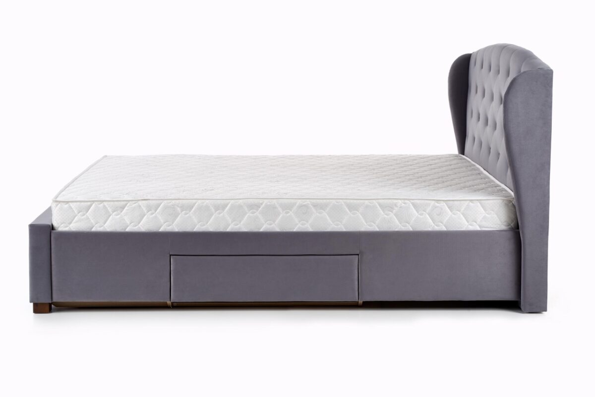 Letto Sabrina imbottito in tessuto grigio - 160x200 cm - immagine 13