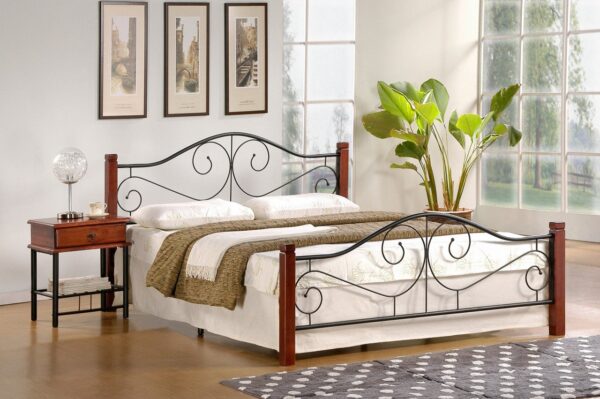 Letto Violetta in ciliegio antico/nero - 140x200 cm