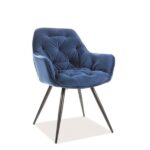 Sedia in velluto Cherry blu navy/nero Blu86