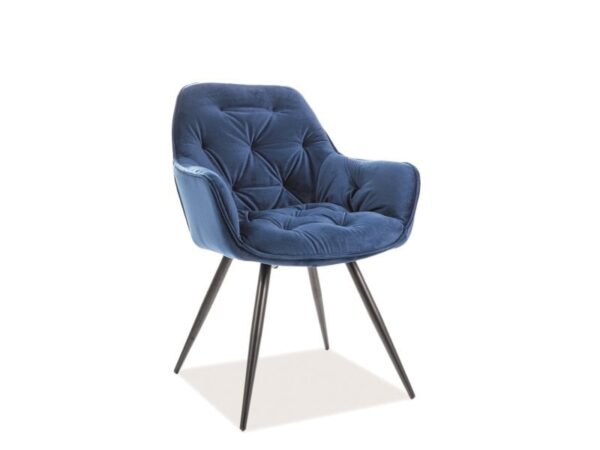 Sedia in velluto Cherry blu navy/nero Blu86