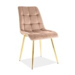 Sedia chic in velluto beige/oro Blu28