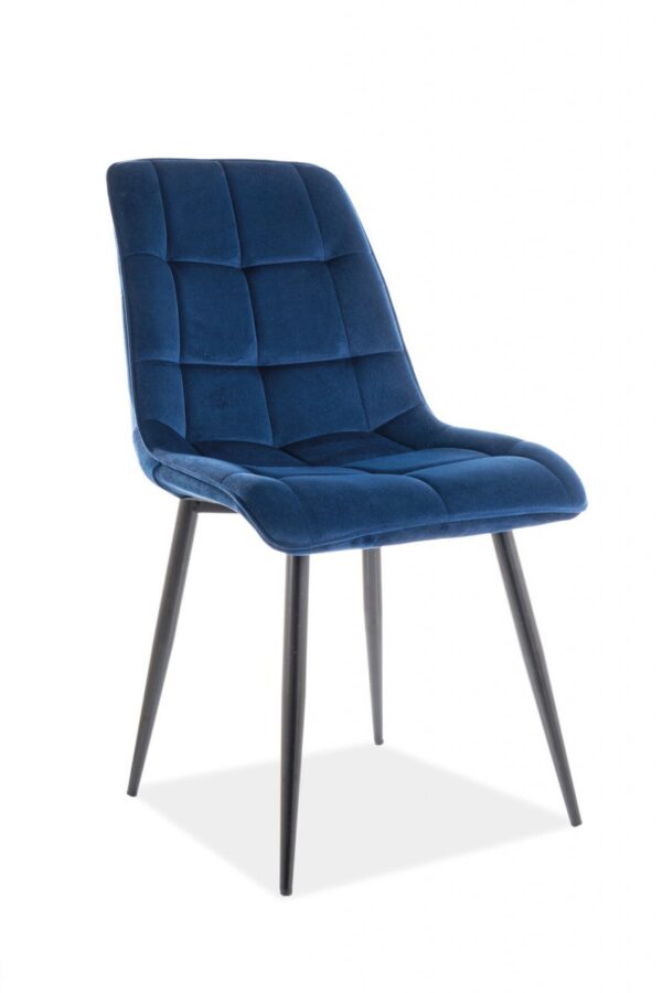 Sedia Chic in velluto navy/nero Blu86