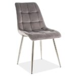 Sedia Chic Velvet Grigio/Cromo - L47 x H41 x H87 cm