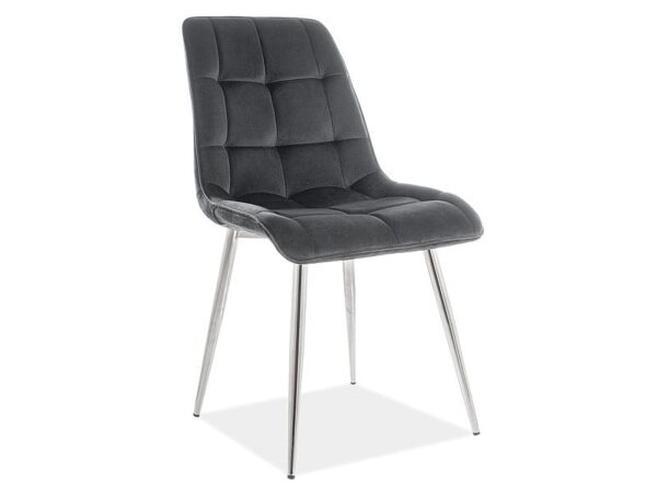 Sedia Chic in velluto nero/cromo - L47 x H41 x H87 cm