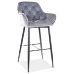 Sgabello da bar Cherry H-1 in velluto grigio - H105 cm