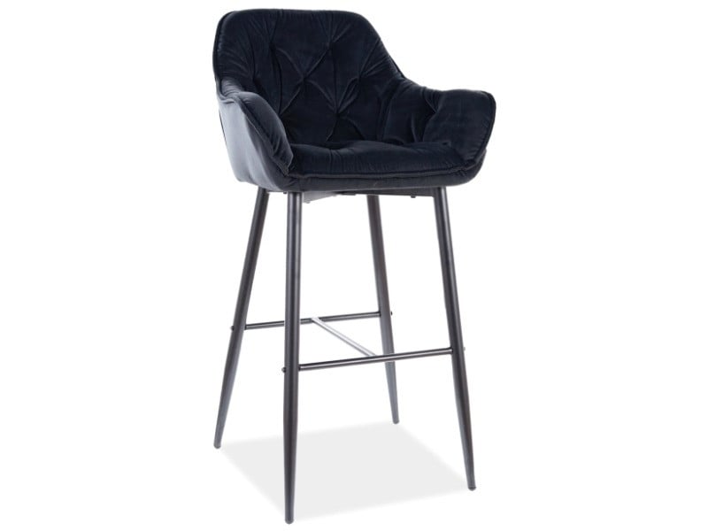 scaun-de-bar-cherry-velvet-h-1-negru-–-h105-cm15615 Sgabello da bar Cherry in velluto nero - H-1 - H105 cm - immagine 1