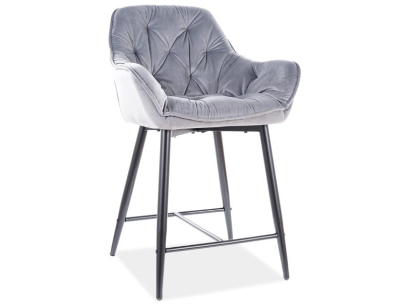 scaun-de-bar-cherry-velvet-h-2-gri-blu1415612 Sgabello da bar Cherry in velluto grigio - Blu14 H-2 - immagine 1