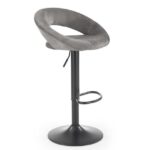 Sgabello da bar H-102 in velluto grigio