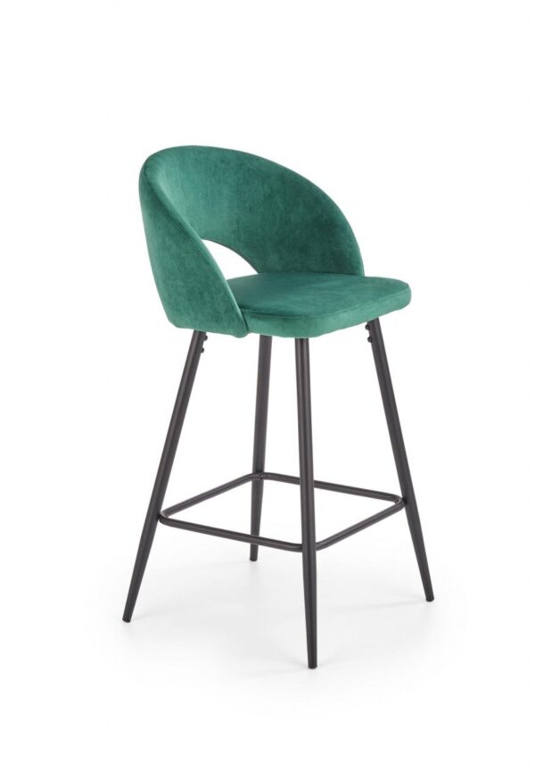 Sgabello da bar H-96 in velluto verde