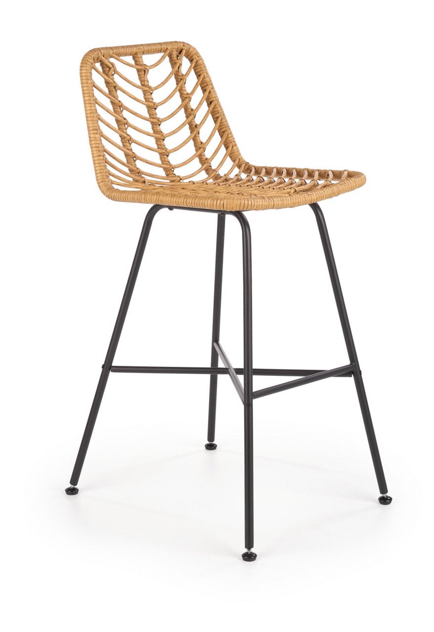 scaun-de-bar-h-97-natural10008 Sgabello da bar H-97 in rattan sintetico intrecciato - immagine 1