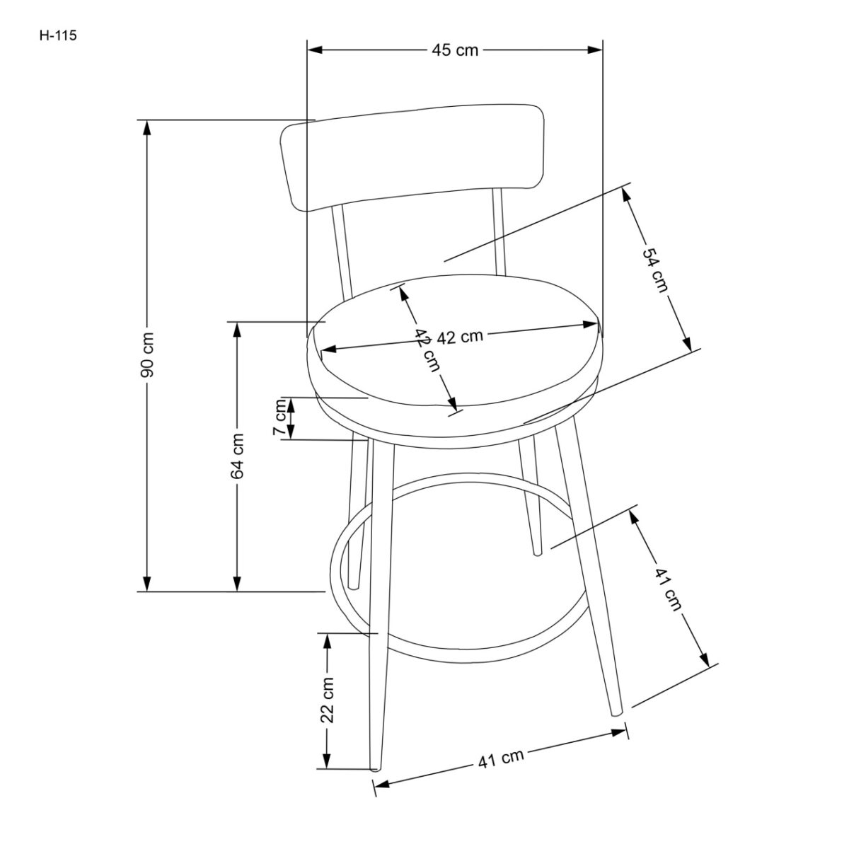 Sgabello da bar imbottito H-115 in velluto nero - immagine 7