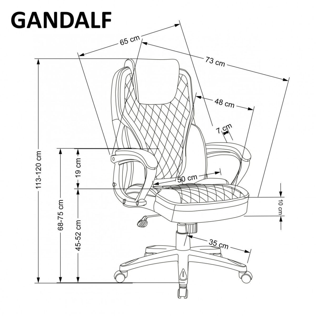 Sedia da ufficio Gandalf in nero/grigio - H120 cm - immagine 4