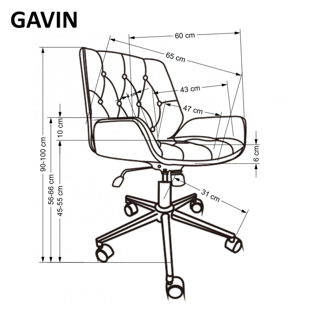 Sedia da ufficio Gavin in noce/nero - H100 cm - immagine 5