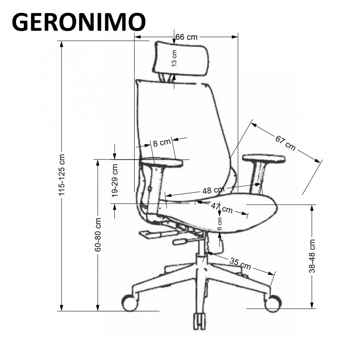 Sedia da ufficio Geronimo in nero - H125 cm - immagine 16
