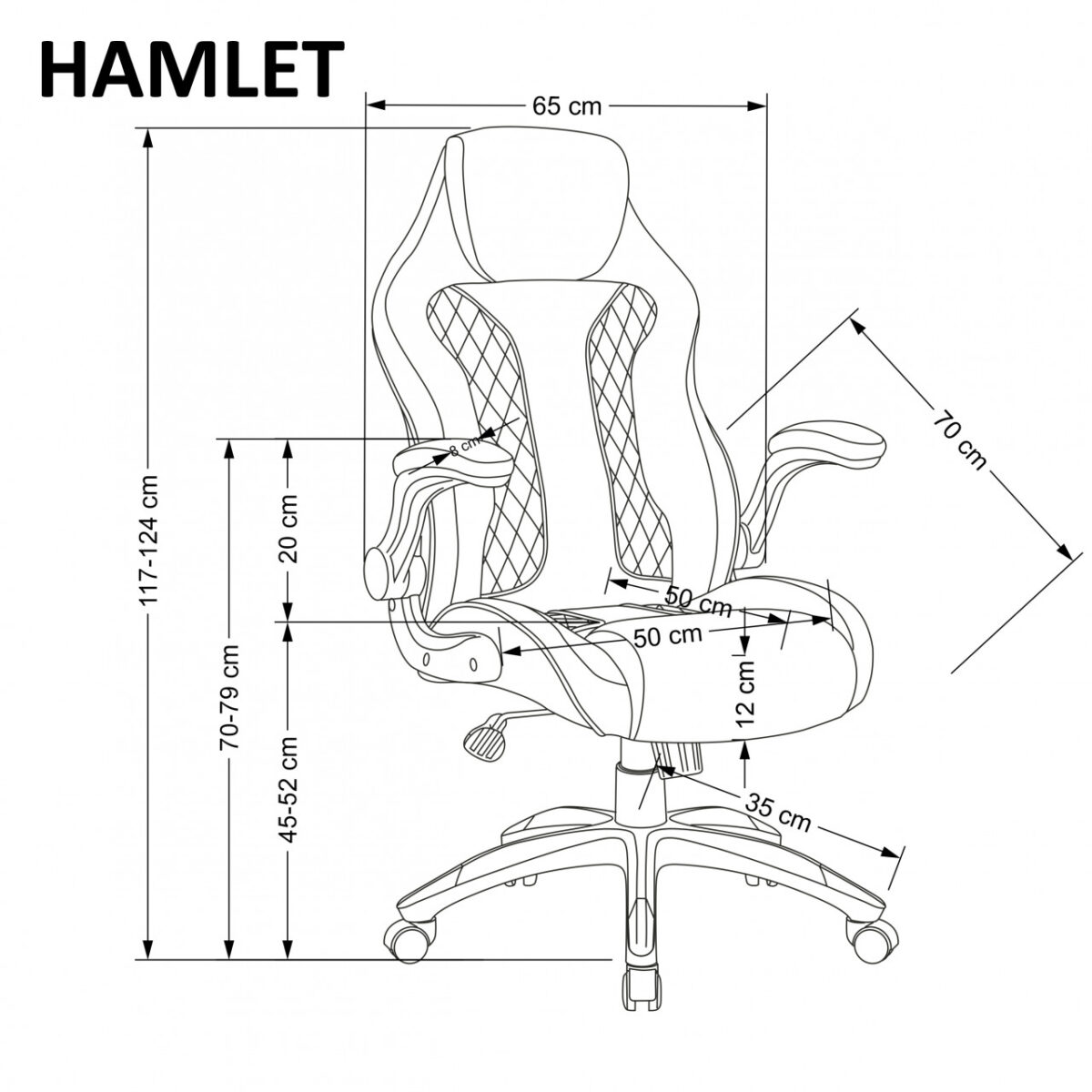 Sedia da ufficio Hamlet in nero/grigio - H124 cm - immagine 5
